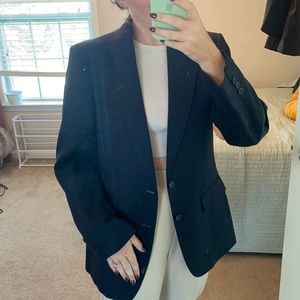 Vintage structured navy blue blazer (light red striping)